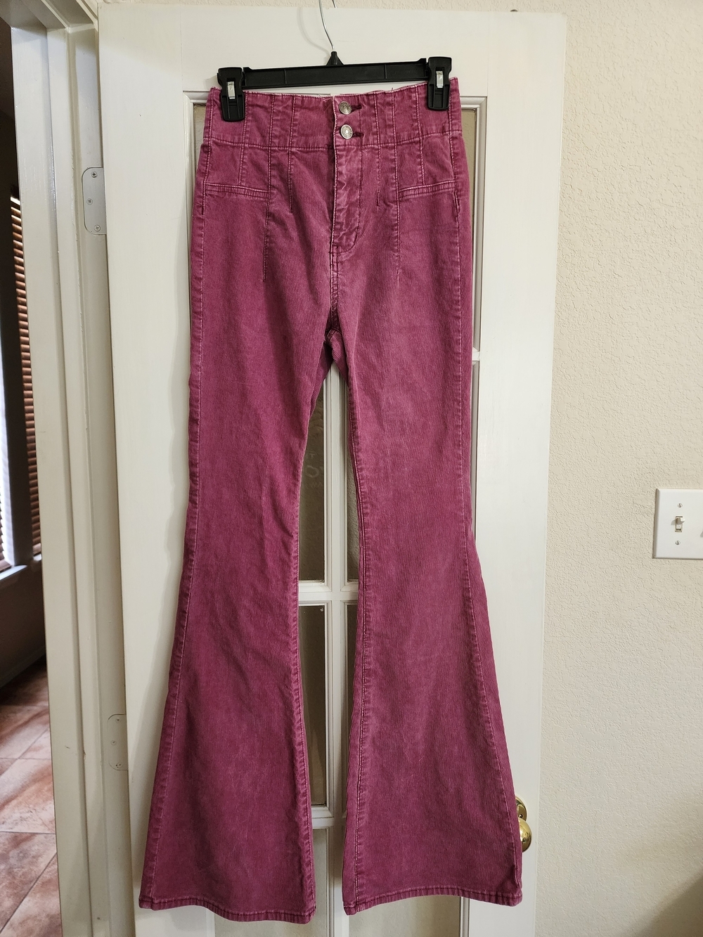 Free People We The Free Jayde Pink Corduroy Flare Pants 26 Boho Retro
